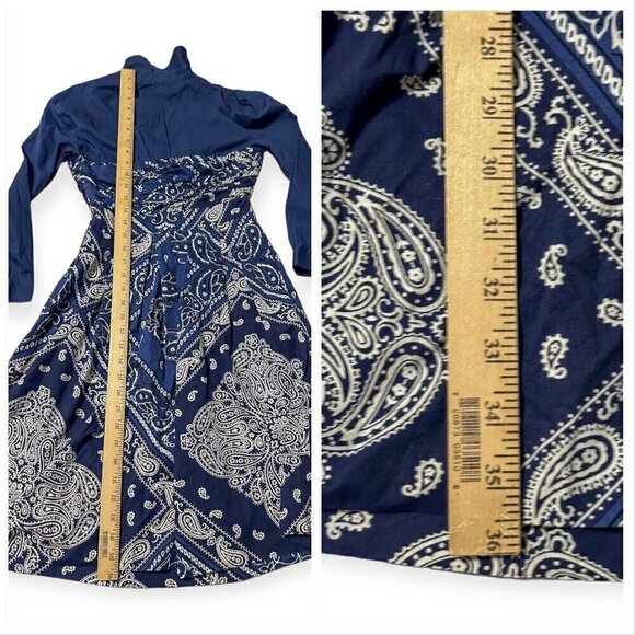 Anthropologie Holding Horses Blue Bandana Cotton Shirtdress, Size 2 - Picture 11 of 12